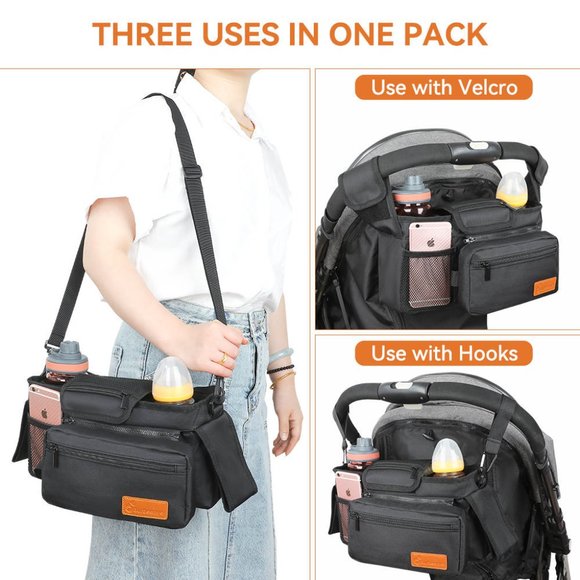 Burbeenye Universal and Adjustable Stroller Organizer Bag for Baby Essentials - Picture 3 of 7